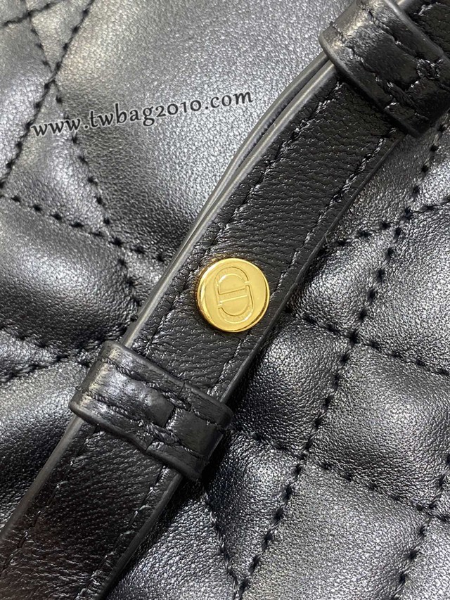 Dior专柜新款迪奥高仿原单黑色Caro秋冬系列小号双肩包 djfk1249